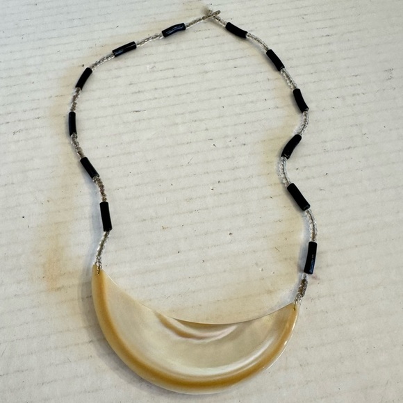 Mother of Pearl Moon Shaped Pendant 20” Good Luck Necklace - Picture 12 of 16